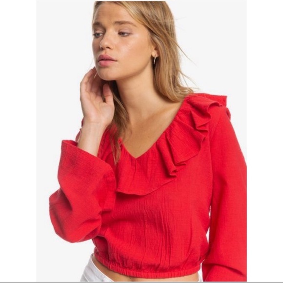 Roxy Bell Sleeve Crop Top - NWT - Picture 6 of 13